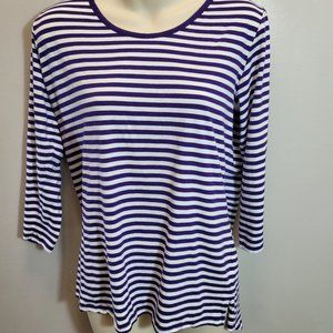 Draper's & Damon"s Navy/White Striped Scoop Neck Medium